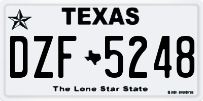 TX license plate DZF5248