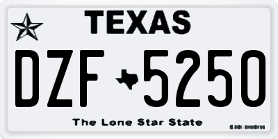 TX license plate DZF5250