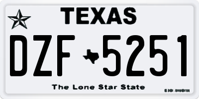 TX license plate DZF5251