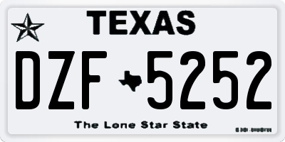 TX license plate DZF5252