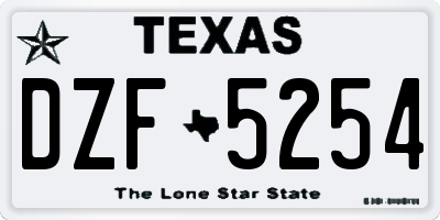 TX license plate DZF5254
