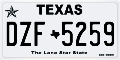 TX license plate DZF5259