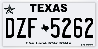 TX license plate DZF5262