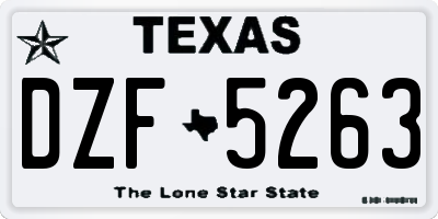 TX license plate DZF5263