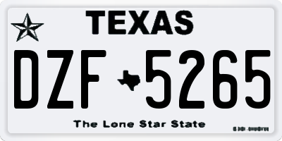 TX license plate DZF5265