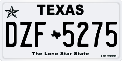 TX license plate DZF5275