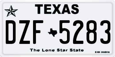 TX license plate DZF5283