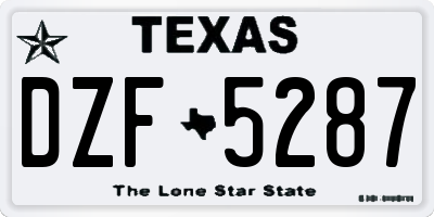 TX license plate DZF5287