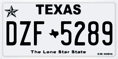 TX license plate DZF5289