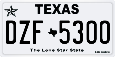 TX license plate DZF5300