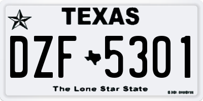 TX license plate DZF5301