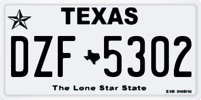 TX license plate DZF5302