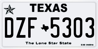 TX license plate DZF5303
