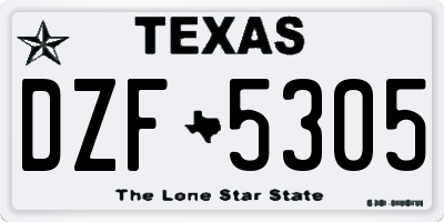TX license plate DZF5305