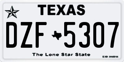 TX license plate DZF5307