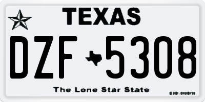 TX license plate DZF5308