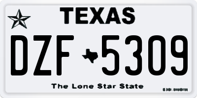TX license plate DZF5309