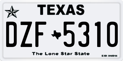 TX license plate DZF5310