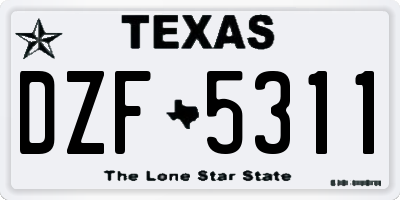 TX license plate DZF5311