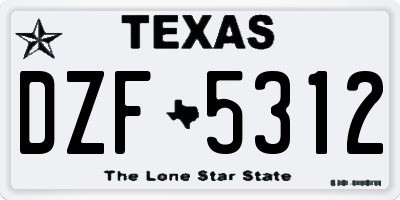 TX license plate DZF5312