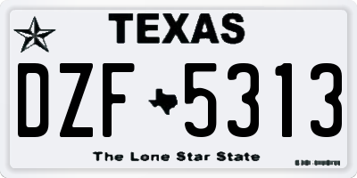 TX license plate DZF5313