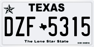 TX license plate DZF5315