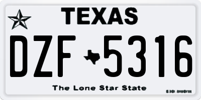 TX license plate DZF5316