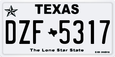 TX license plate DZF5317