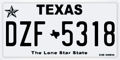 TX license plate DZF5318