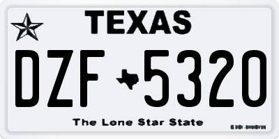 TX license plate DZF5320