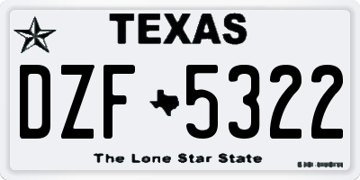 TX license plate DZF5322
