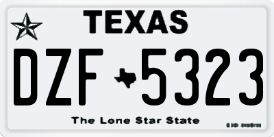 TX license plate DZF5323