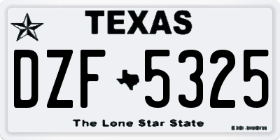 TX license plate DZF5325