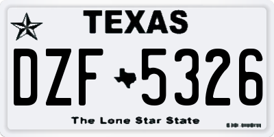 TX license plate DZF5326