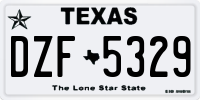 TX license plate DZF5329