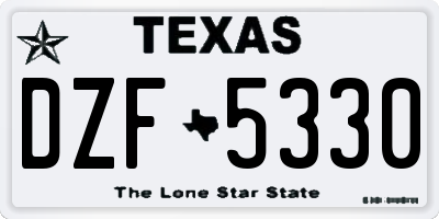 TX license plate DZF5330