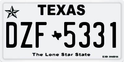 TX license plate DZF5331