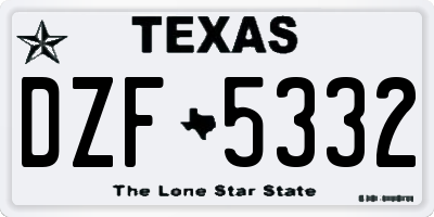 TX license plate DZF5332