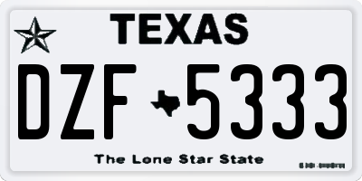 TX license plate DZF5333