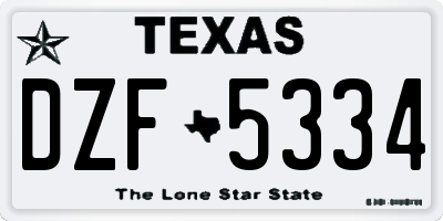 TX license plate DZF5334