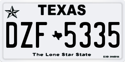 TX license plate DZF5335