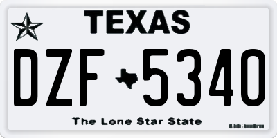 TX license plate DZF5340