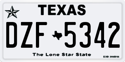 TX license plate DZF5342