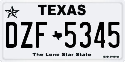 TX license plate DZF5345