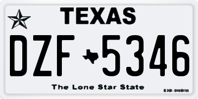 TX license plate DZF5346