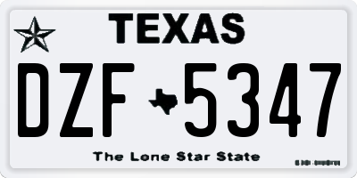 TX license plate DZF5347