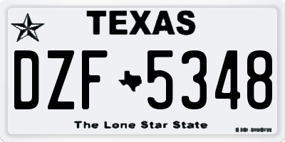 TX license plate DZF5348