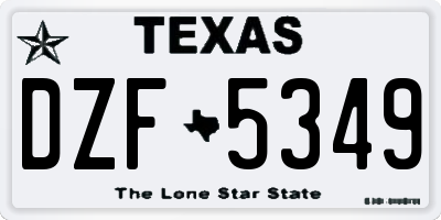 TX license plate DZF5349