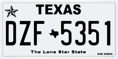 TX license plate DZF5351