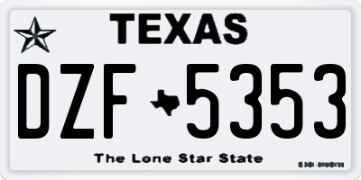 TX license plate DZF5353